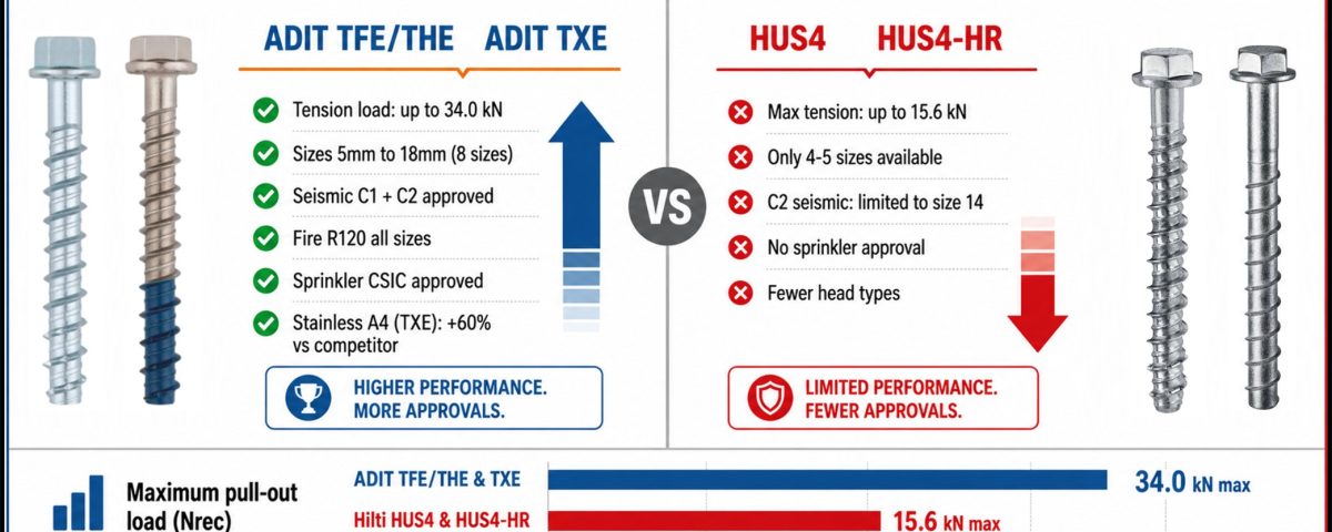 ADIT TFE-TXE vs HILTI HUS4-HUS4HR
