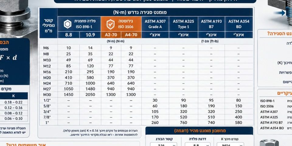 בדיקת שליפה של עוגנים במפתח מומנט